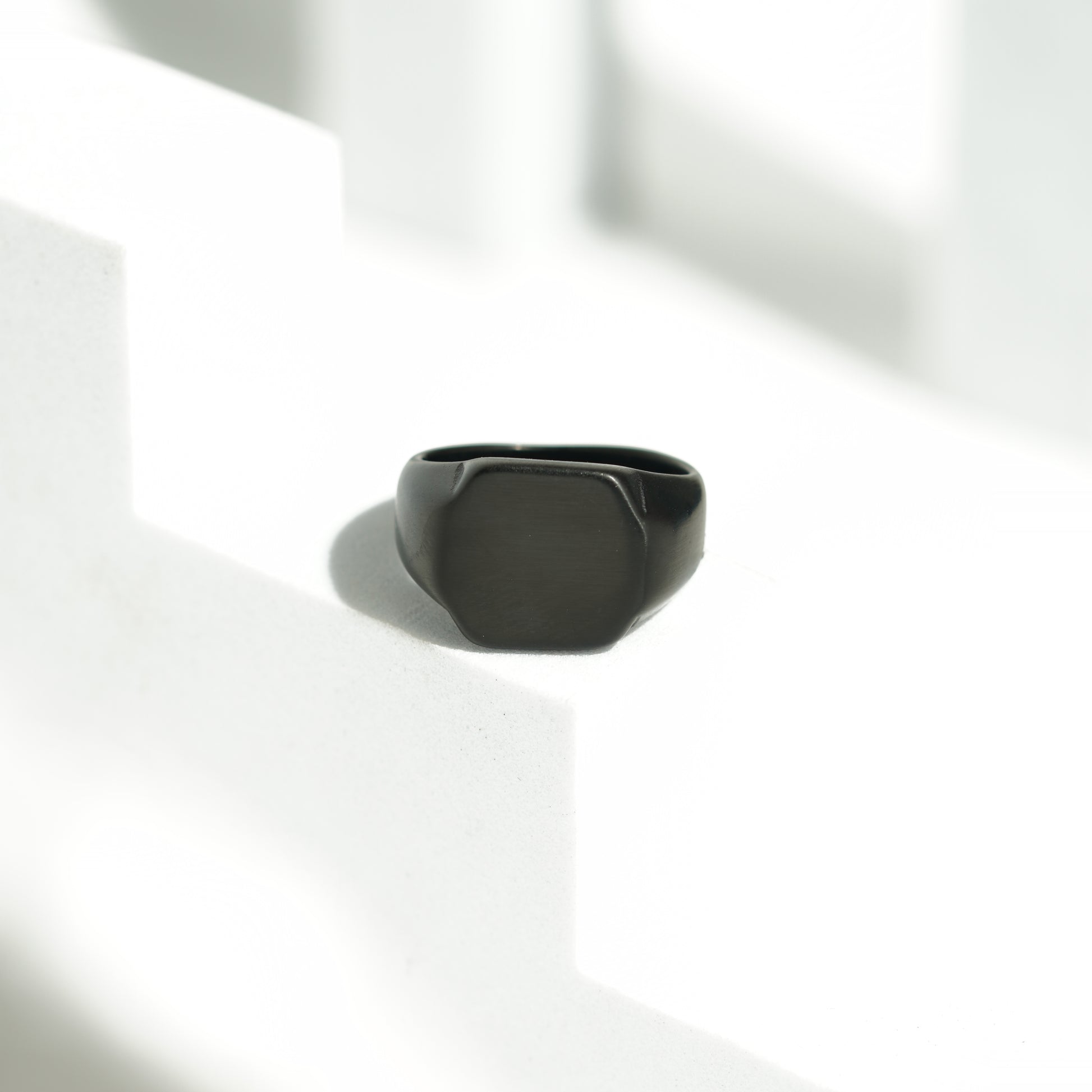 (828) Bold black mens ring