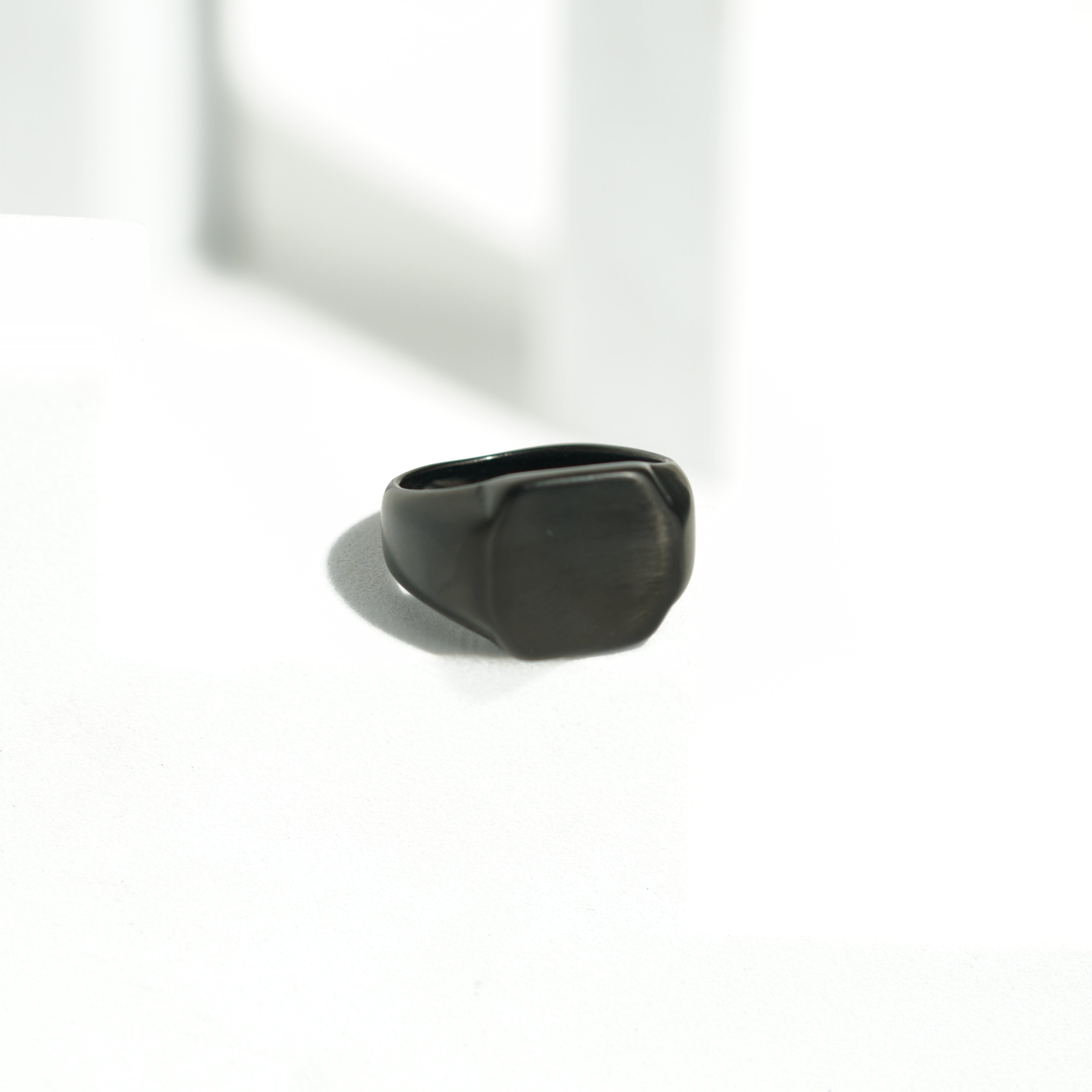 (828) Bold black mens ring