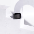 (89) geometric black polished men rings