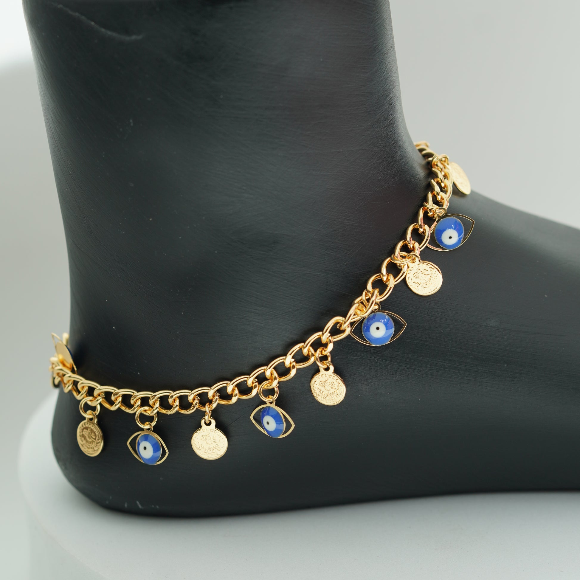 (4C) EVIL EYE GOLDEN COIN  ANKLET