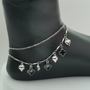 (4A) BLACK CHARMING ANKLET PAIR