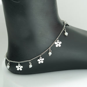 (3A) FLOWER PEARL ANKLET