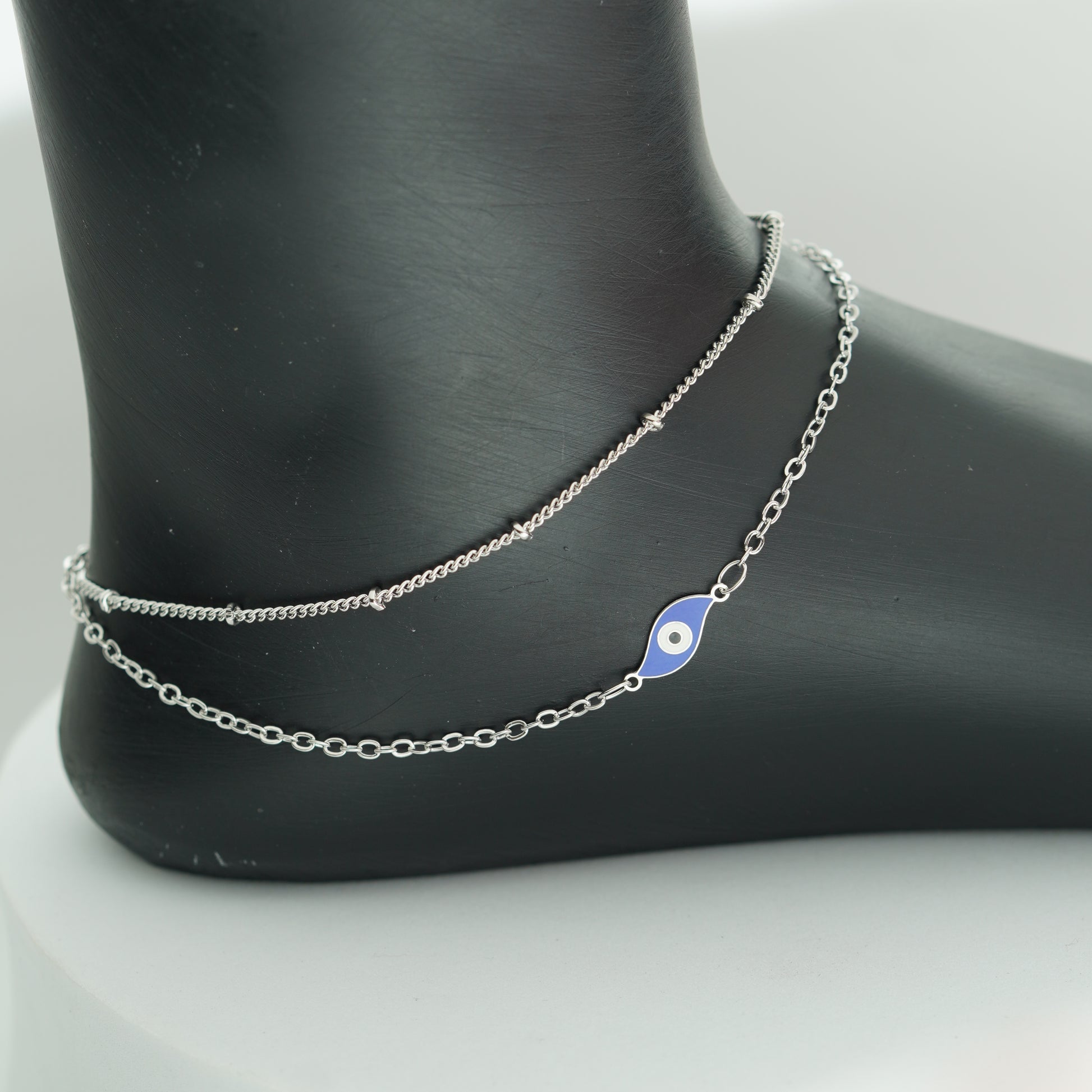 (3B) EVIL EYE DOUBLE LAYER ANKLETS