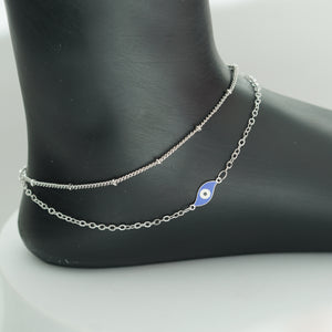 (3B) EVIL EYE DOUBLE LAYER ANKLETS