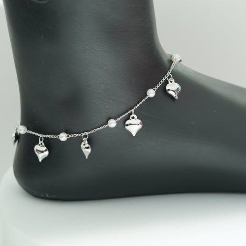 (1B) HEART PERL CHARM ANKLET