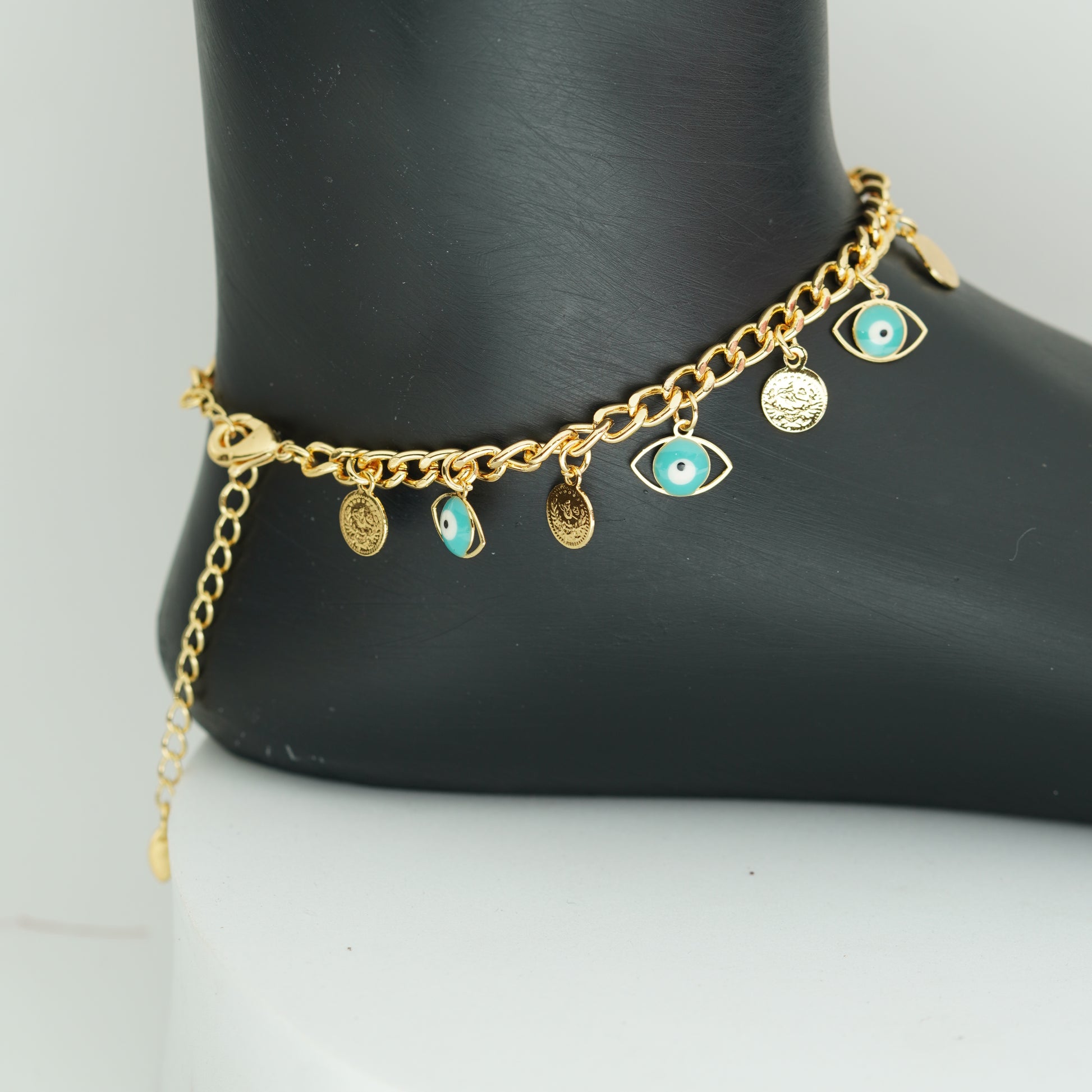 (9A) EVIL EYE GOLD ANKLET