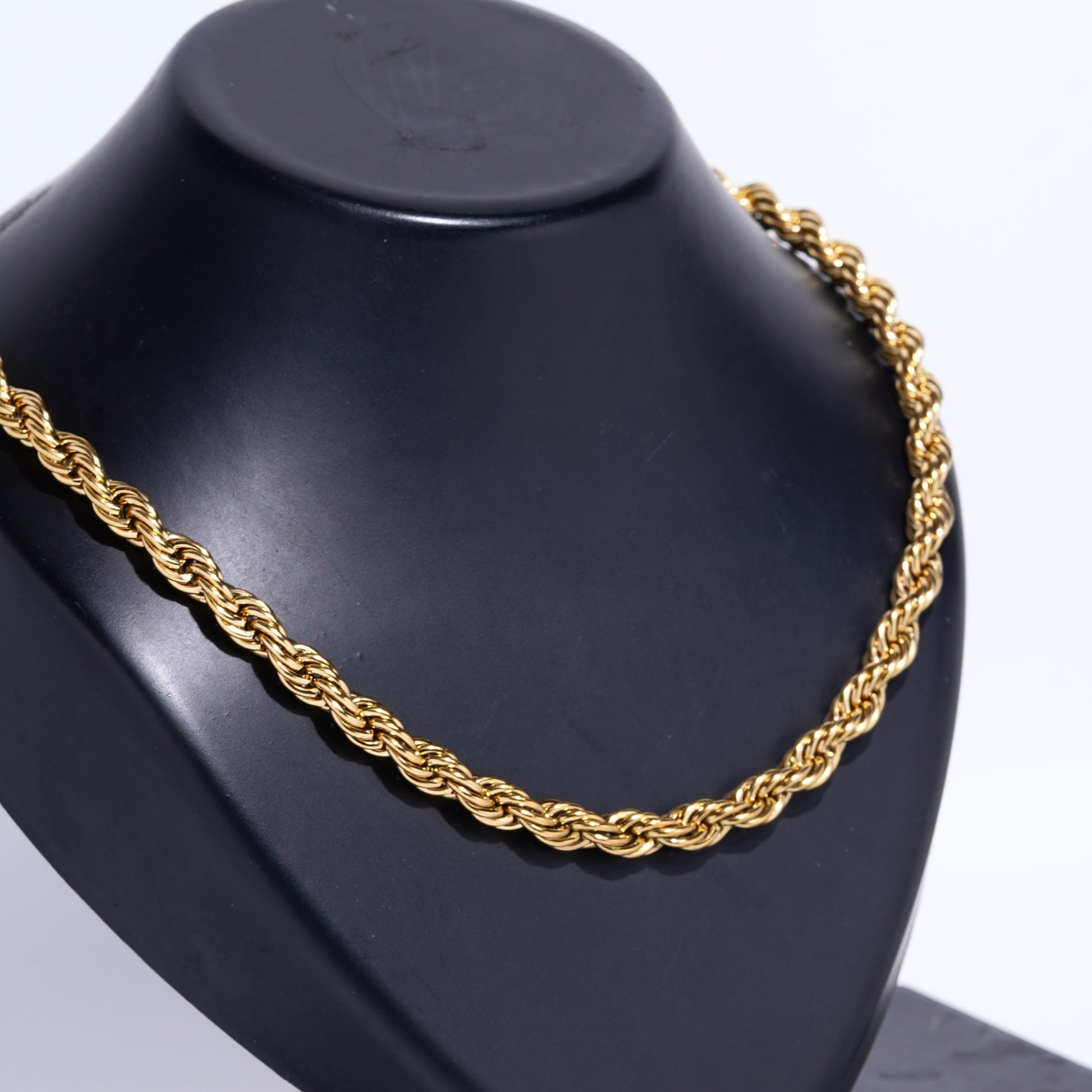 Gold-tone stainless steel rope chain