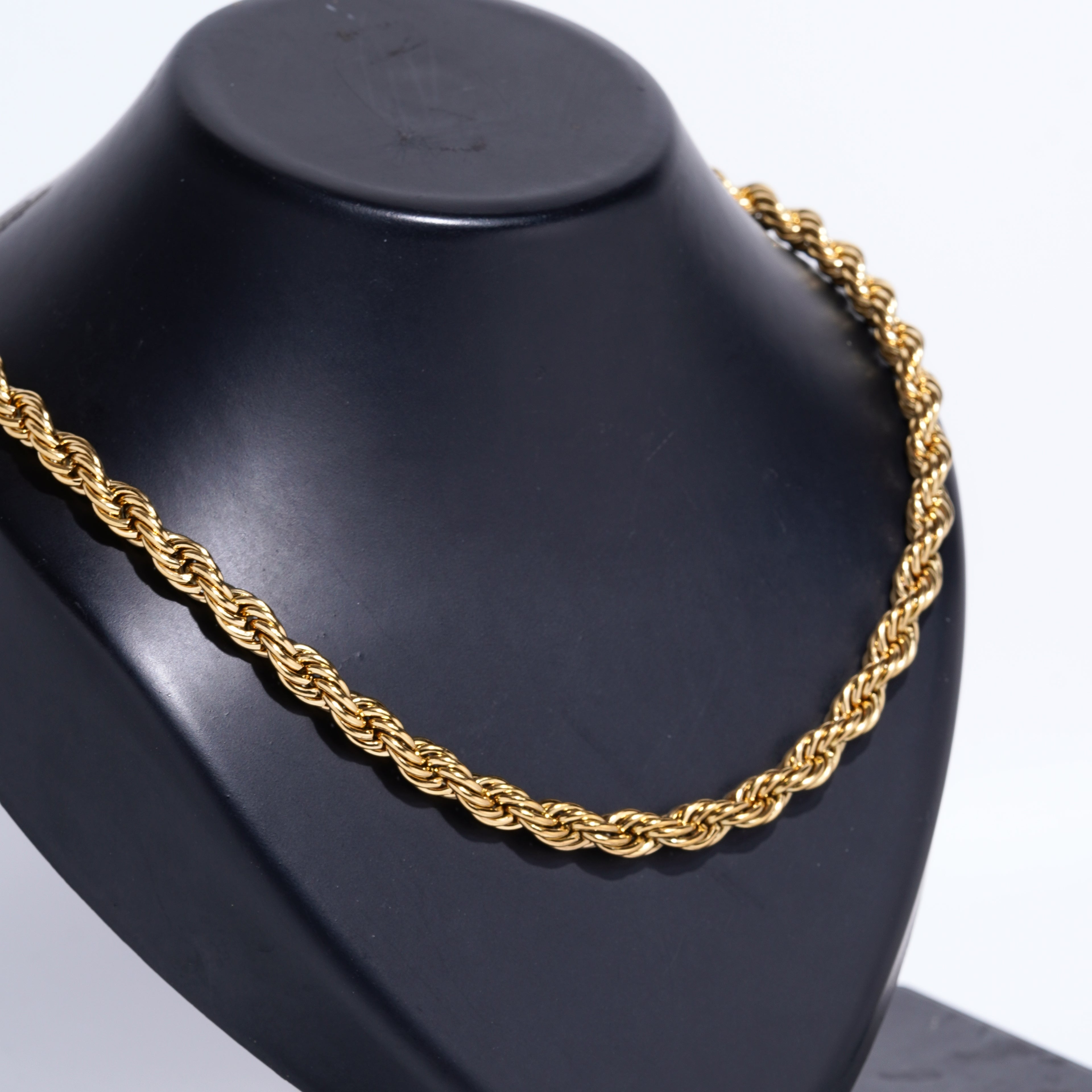 Gold-tone stainless steel rope chain