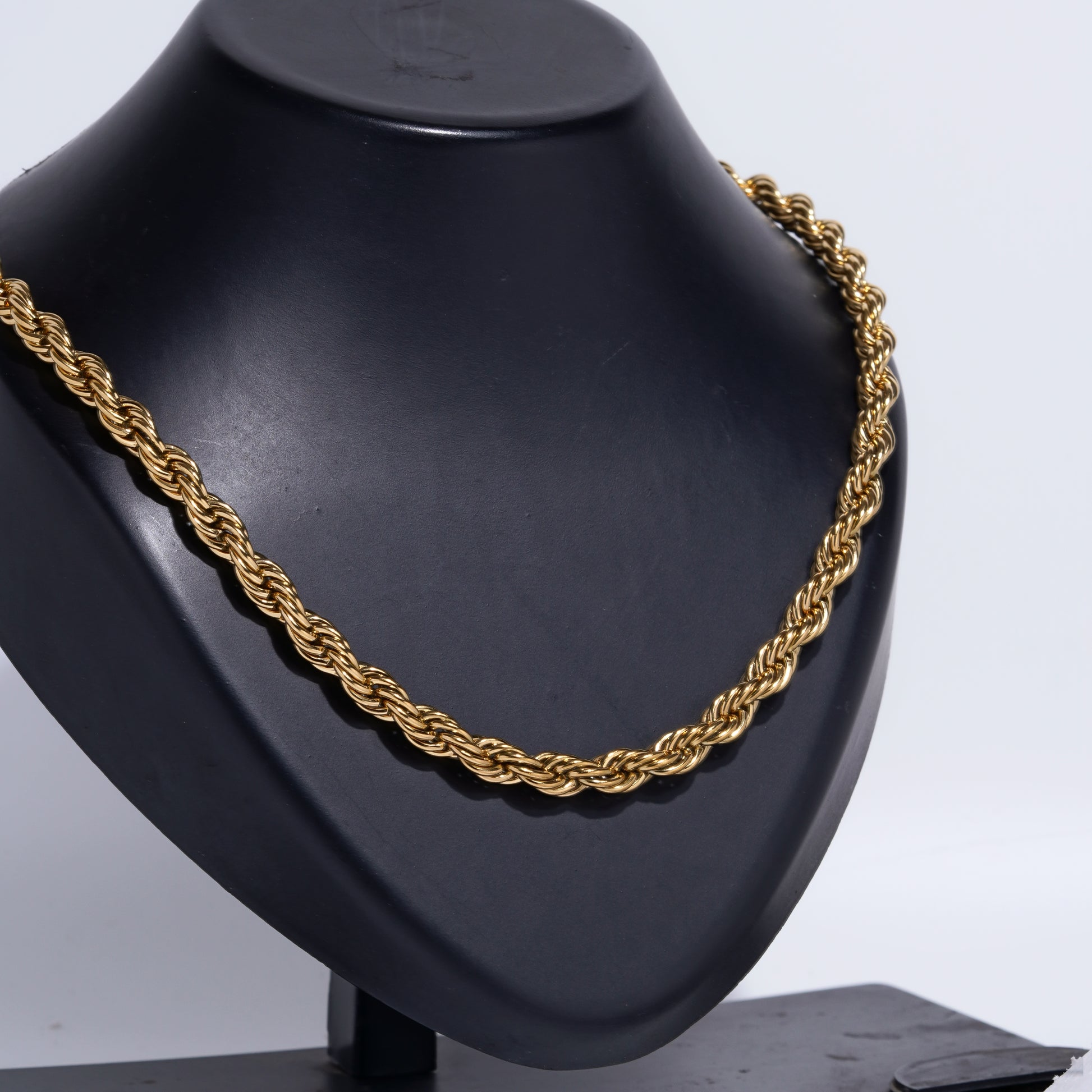 Gold-tone stainless steel rope chain