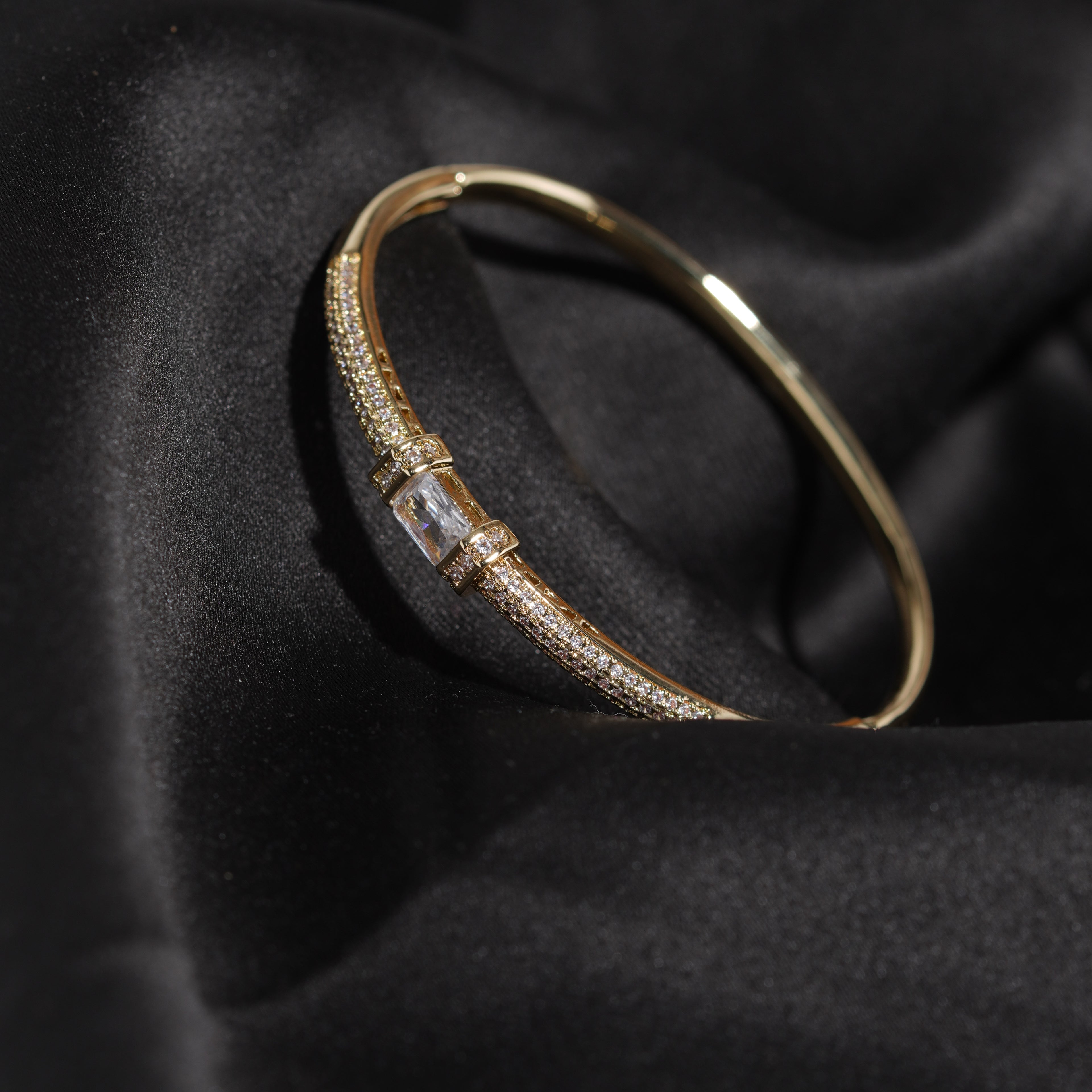 Aura Crystal Gold-Plated Ladies Kada