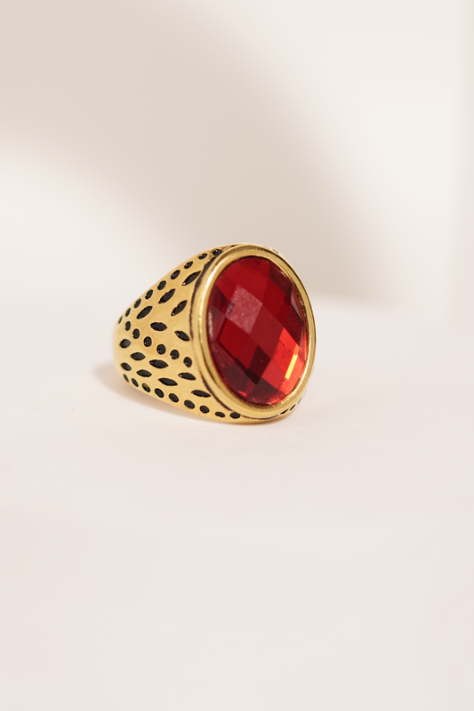 Red Diamond golden turkish ring for men worldjewel.in men's ring