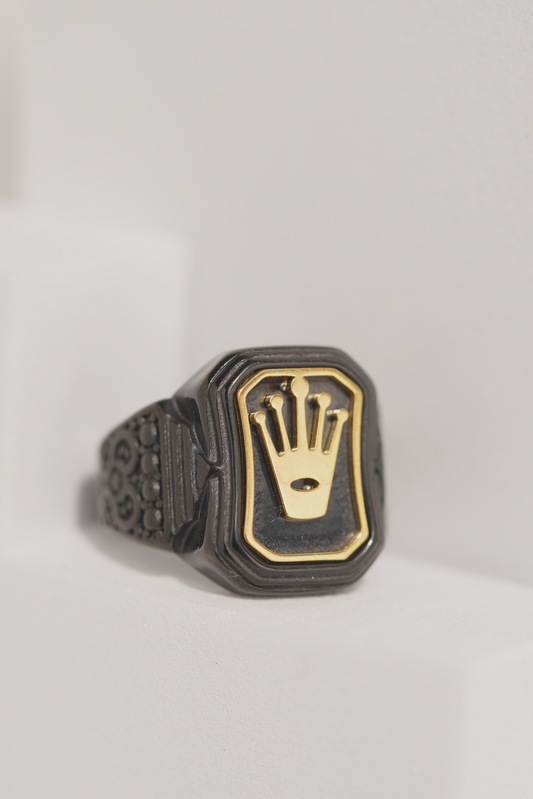 Golden Crown Black Stainless Steel Band Ring For Men worldjewel.in men's ring