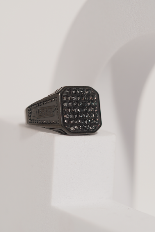 Sterling Black Diamond Stone Stainless Steel Ring For Men worldjewel.in men's ring