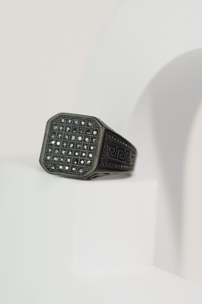 Sterling Black Diamond Stone Stainless Steel Ring For Men worldjewel.in men's ring