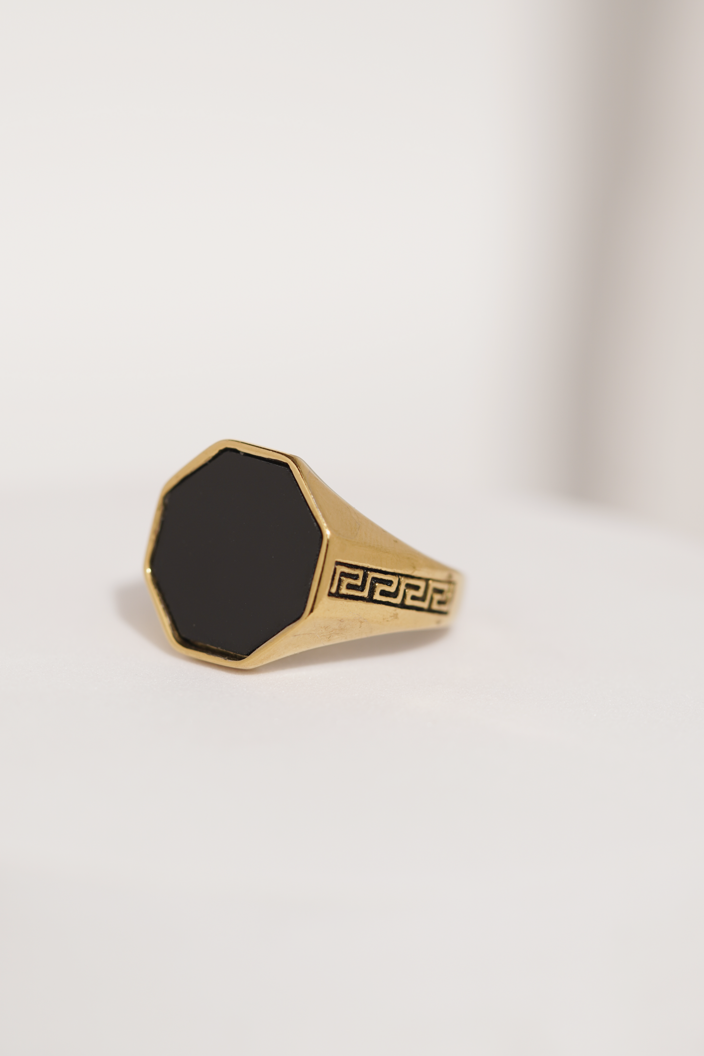 Gold with Black Stone Stainless Steel Ring For Men worldjewel.in men's ring