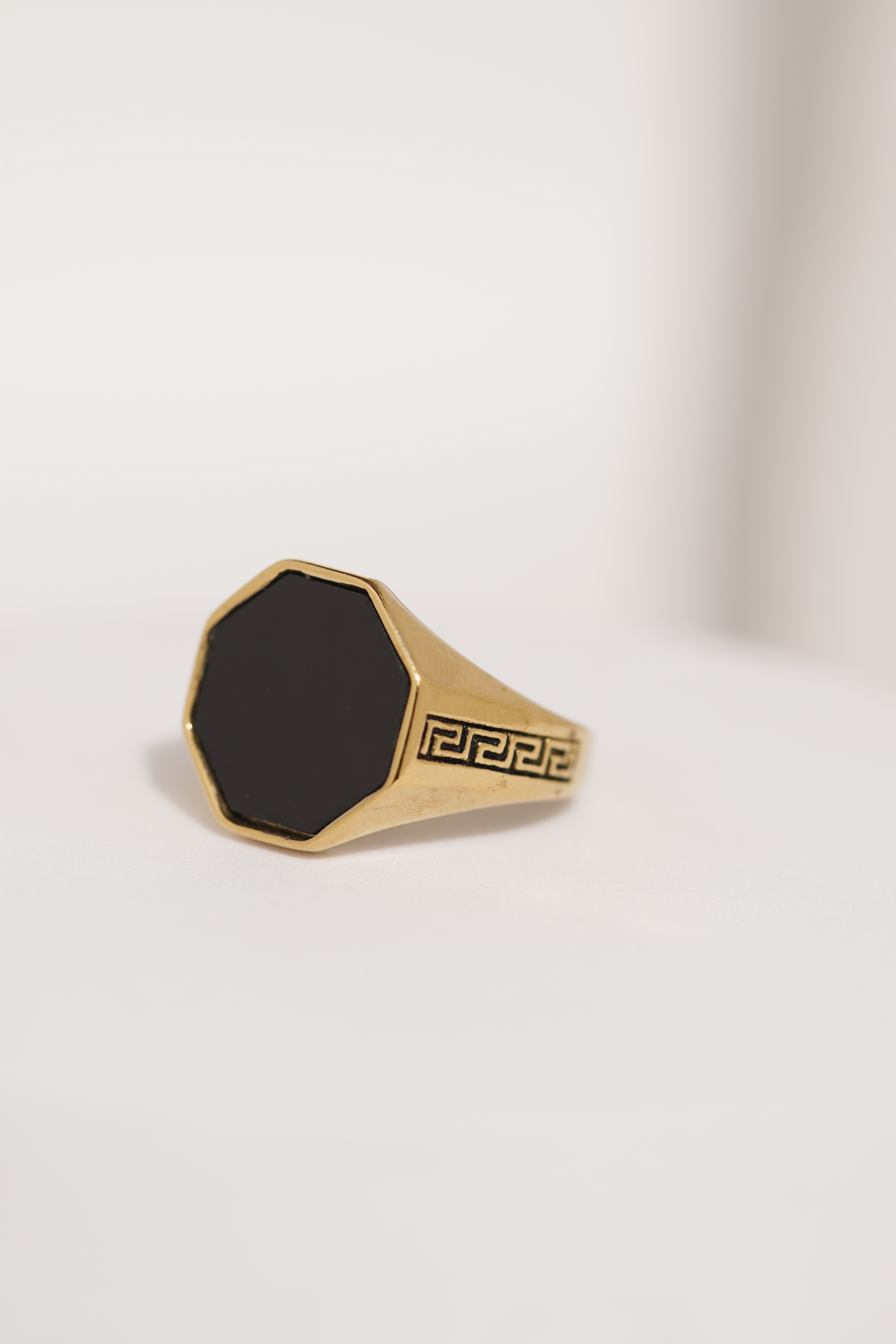 Gold with Black Stone Stainless Steel Ring For Men worldjewel.in men's ring