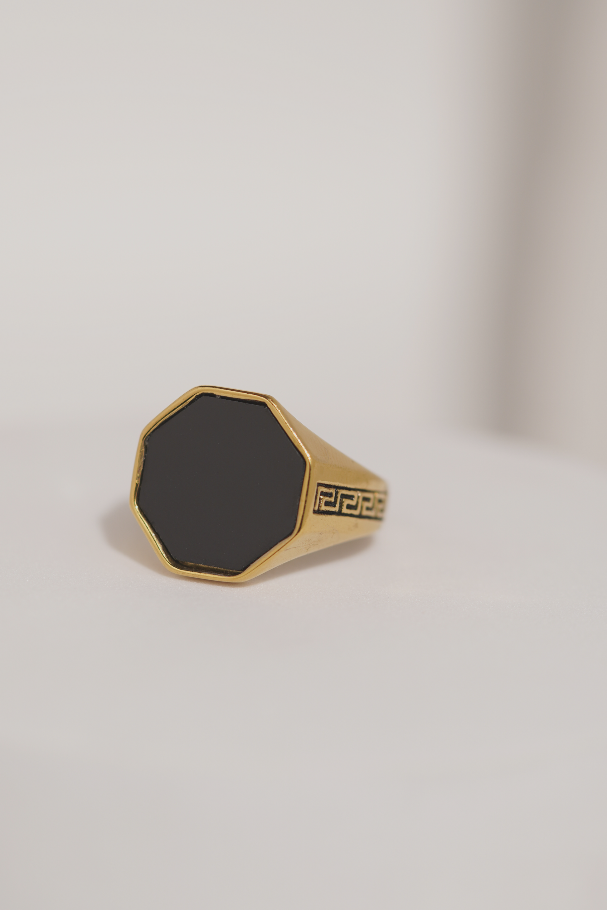 Gold with Black Stone Stainless Steel Ring For Men worldjewel.in men's ring