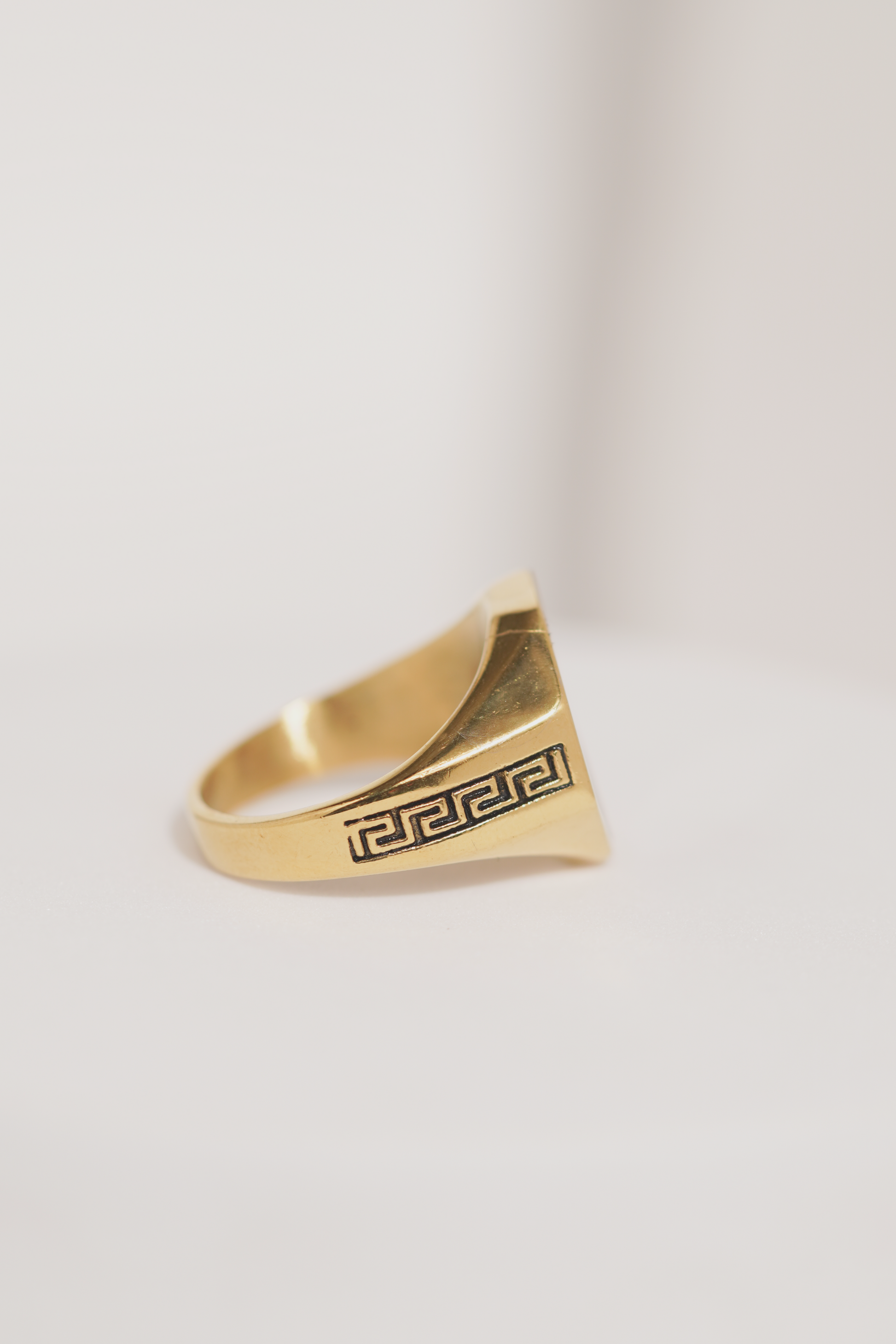 Gold with Black Stone Stainless Steel Ring For Men worldjewel.in men's ring