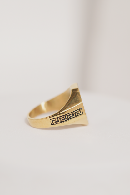 Gold with Black Stone Stainless Steel Ring For Men worldjewel.in men's ring