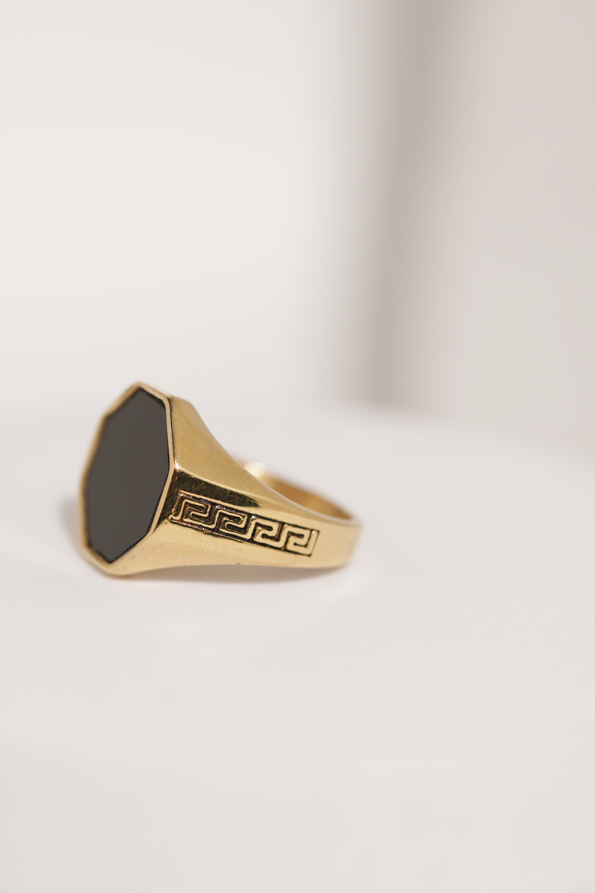 Gold with Black Stone Stainless Steel Ring For Men worldjewel.in men's ring