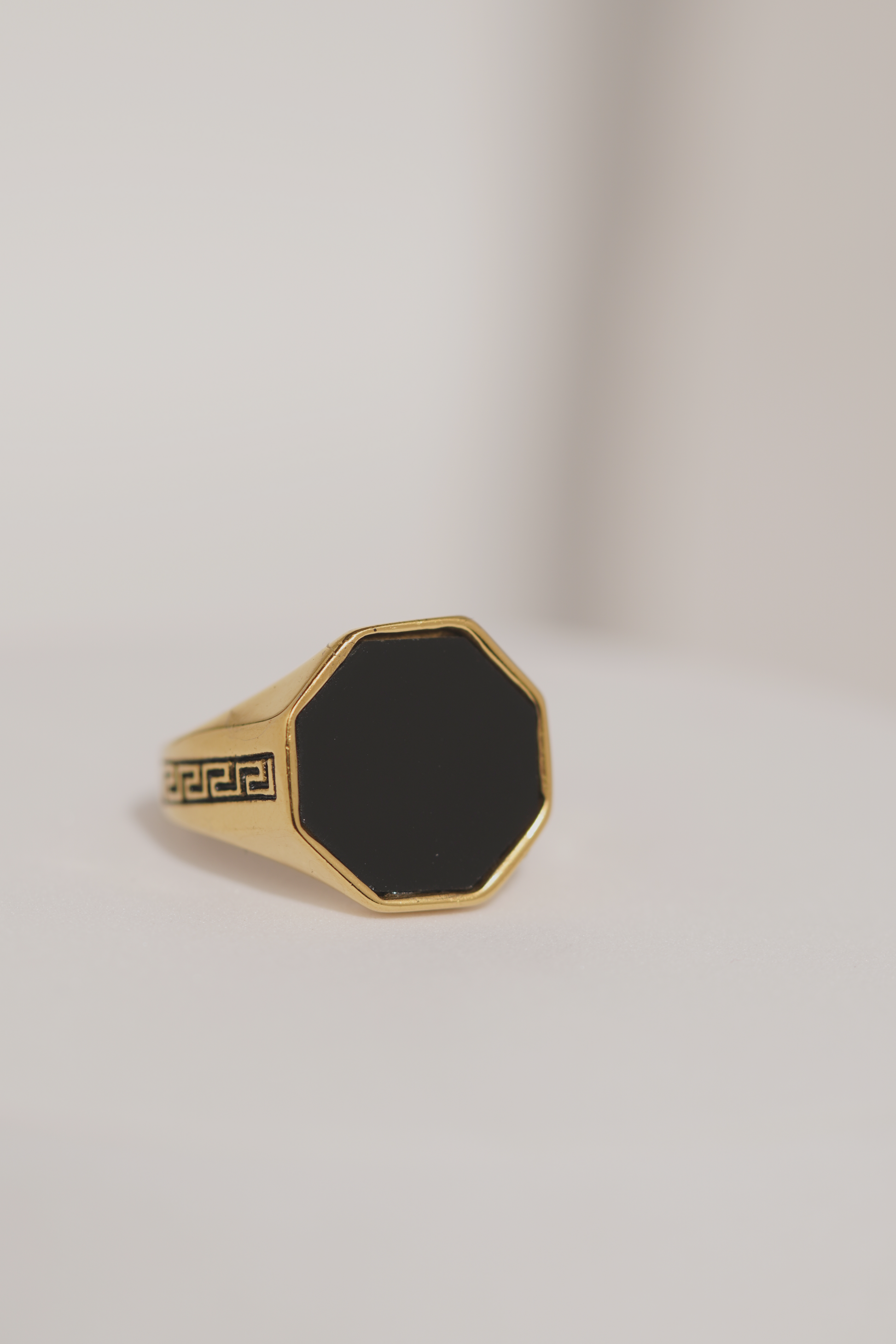 Gold with Black Stone Stainless Steel Ring For Men worldjewel.in men's ring