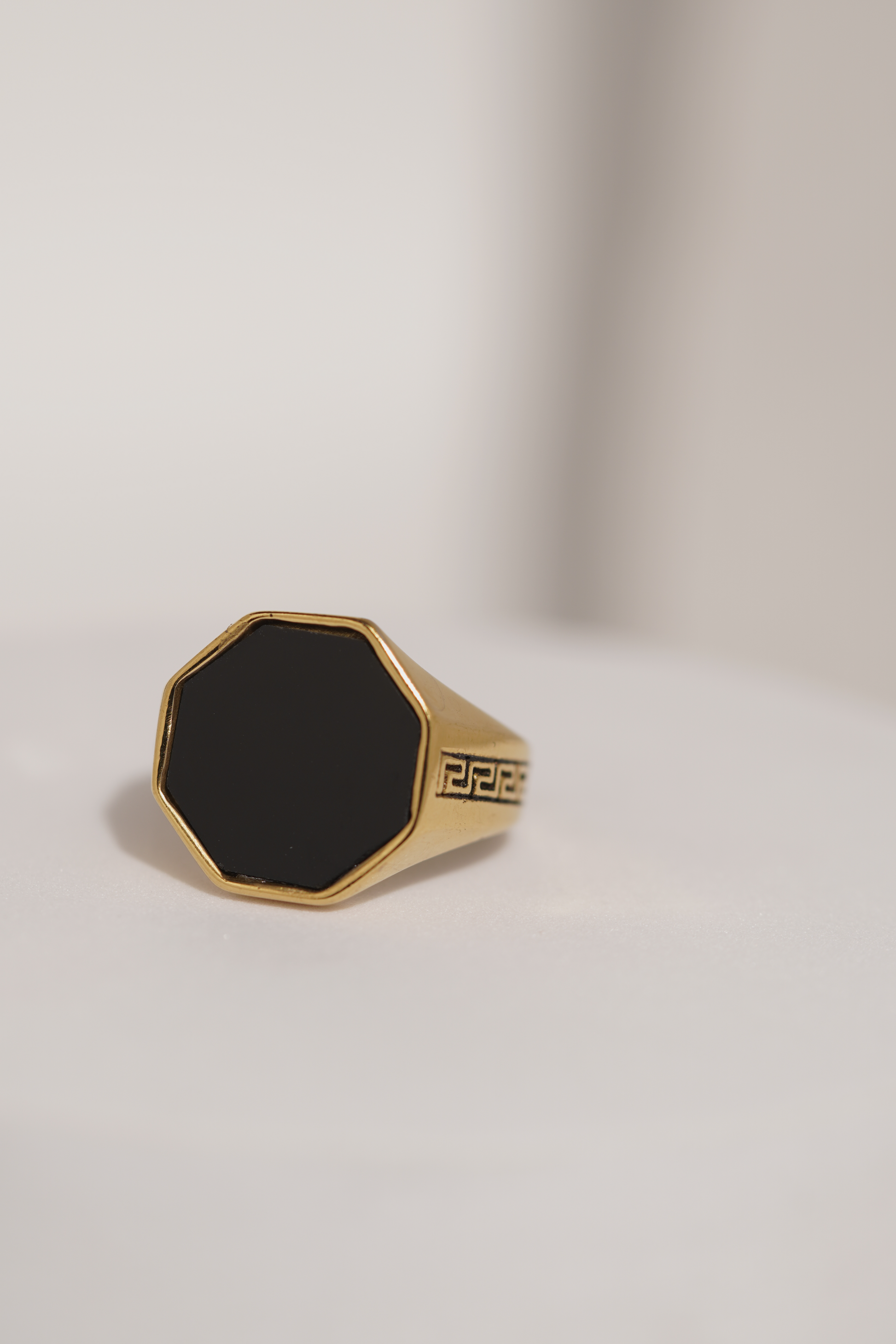 Gold with Black Stone Stainless Steel Ring For Men worldjewel.in men's ring