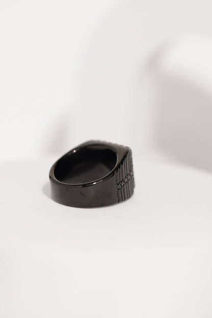 Matte Black & Golden Crown Stainless Steel Finger Ring For Men worldjewel.in men's ring