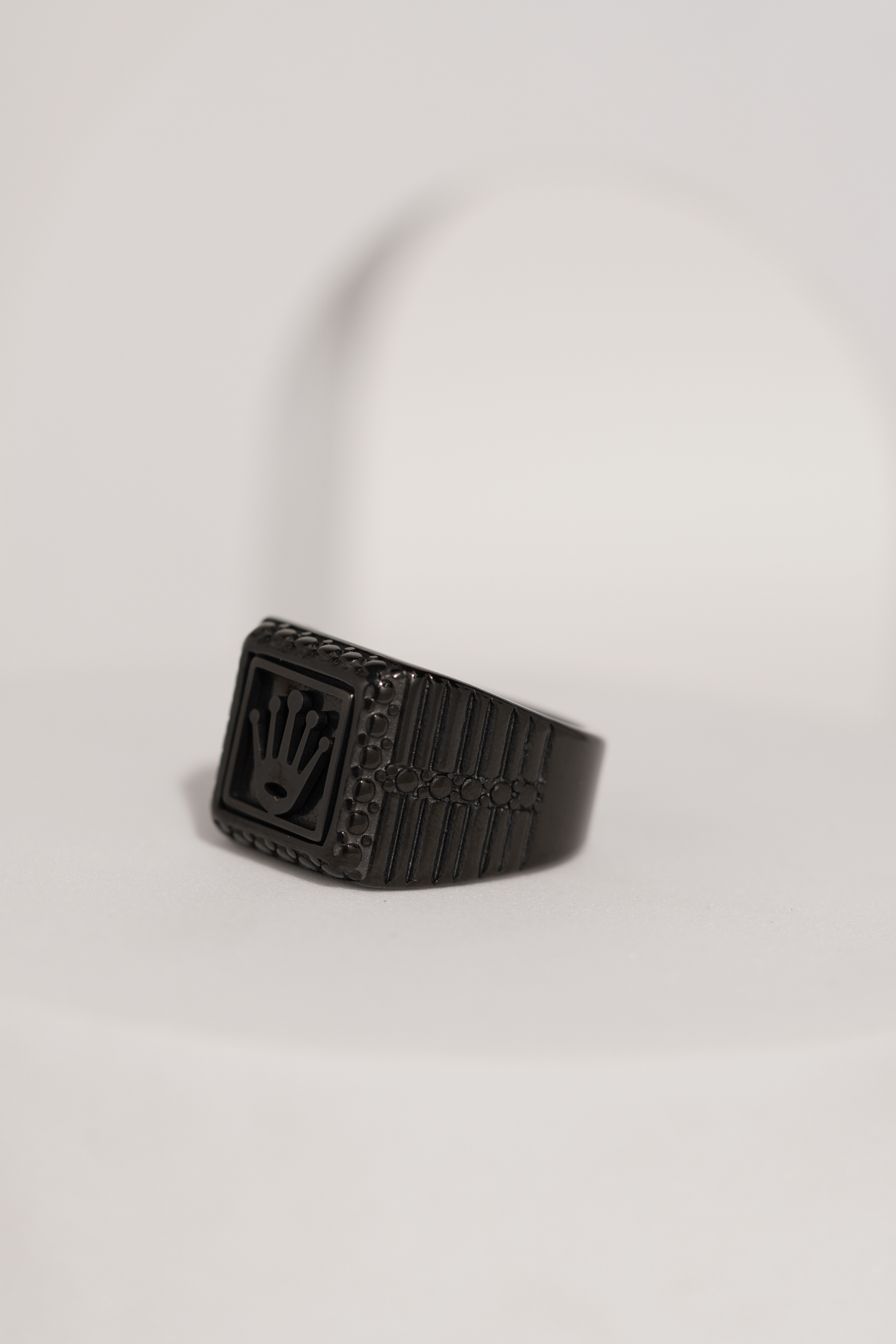 Matte Black & Golden Crown Stainless Steel Finger Ring For Men worldjewel.in men's ring