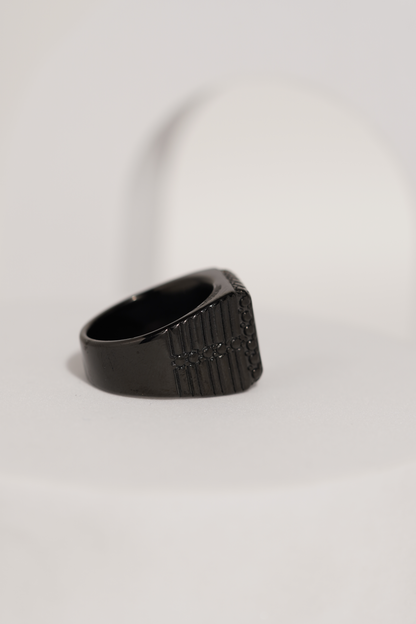 Matte Black & Golden Crown Stainless Steel Finger Ring For Men worldjewel.in men's ring