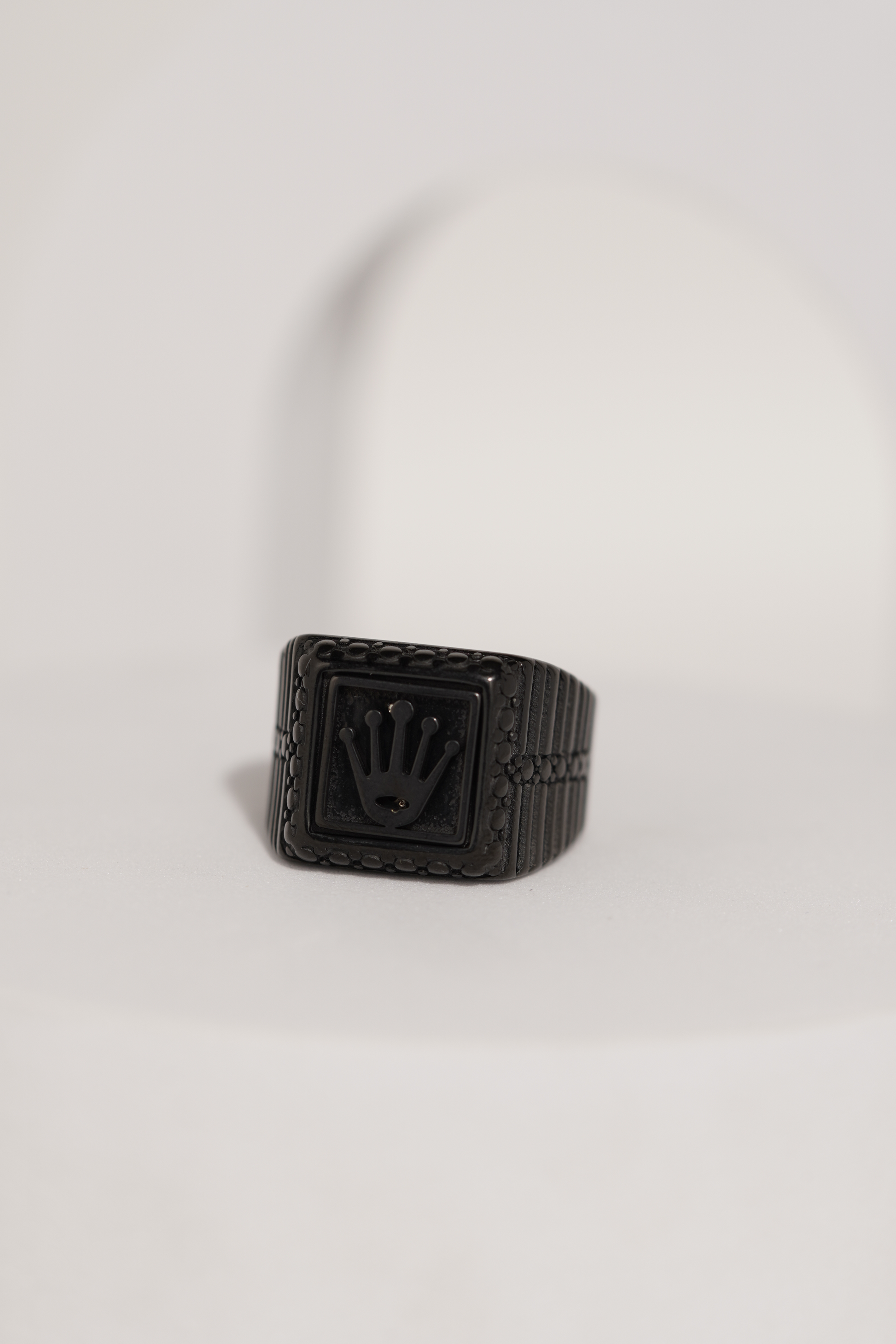 Matte Black & Golden Crown Stainless Steel Finger Ring For Men worldjewel.in men's ring