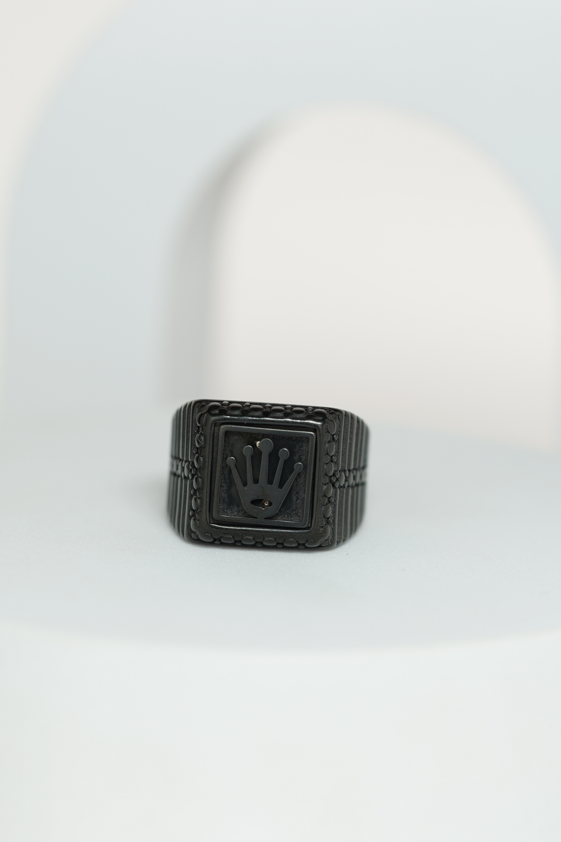 Matte Black & Golden Crown Stainless Steel Finger Ring For Men worldjewel.in men's ring