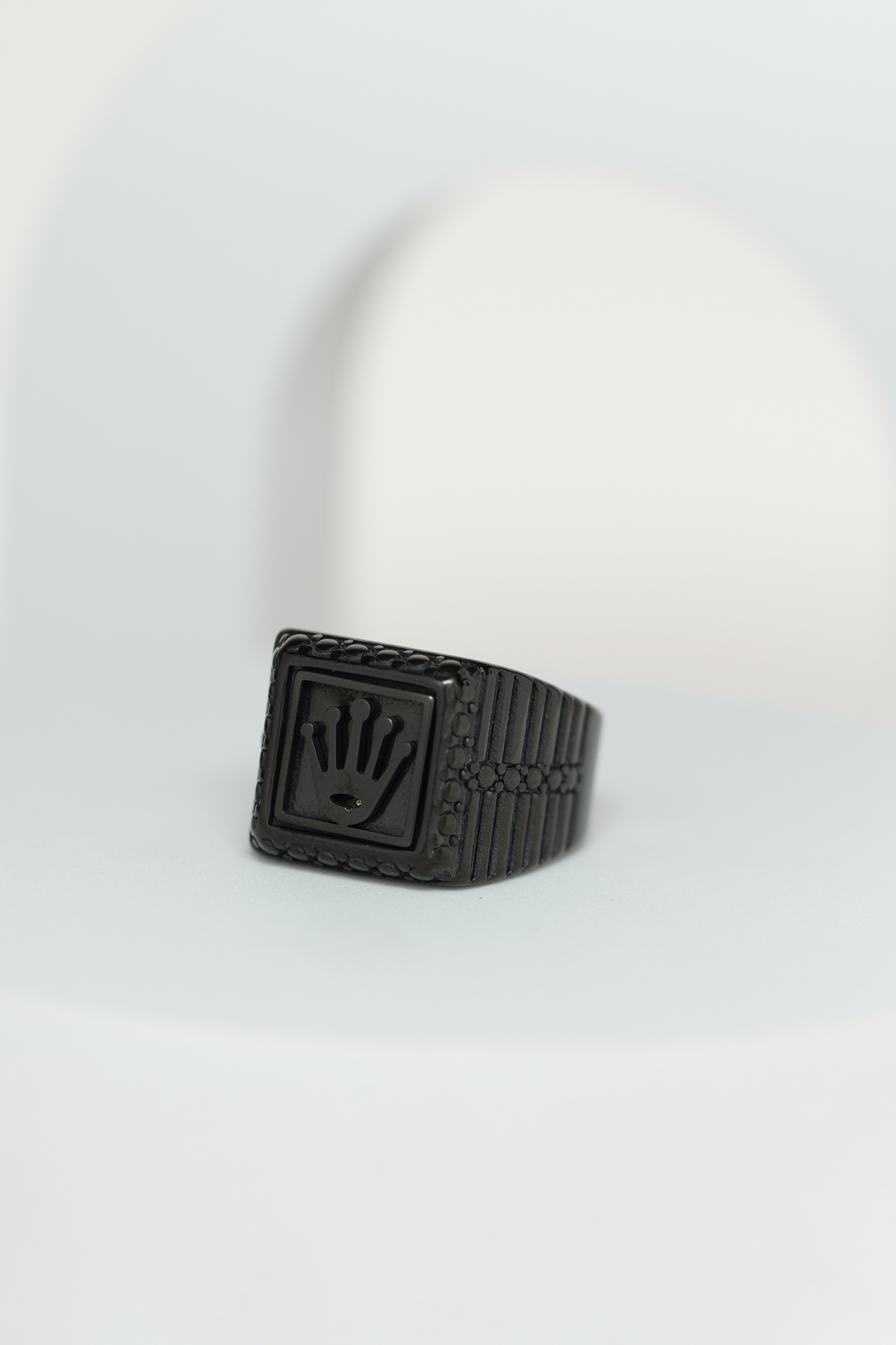 Matte Black & Golden Crown Stainless Steel Finger Ring For Men worldjewel.in men's ring
