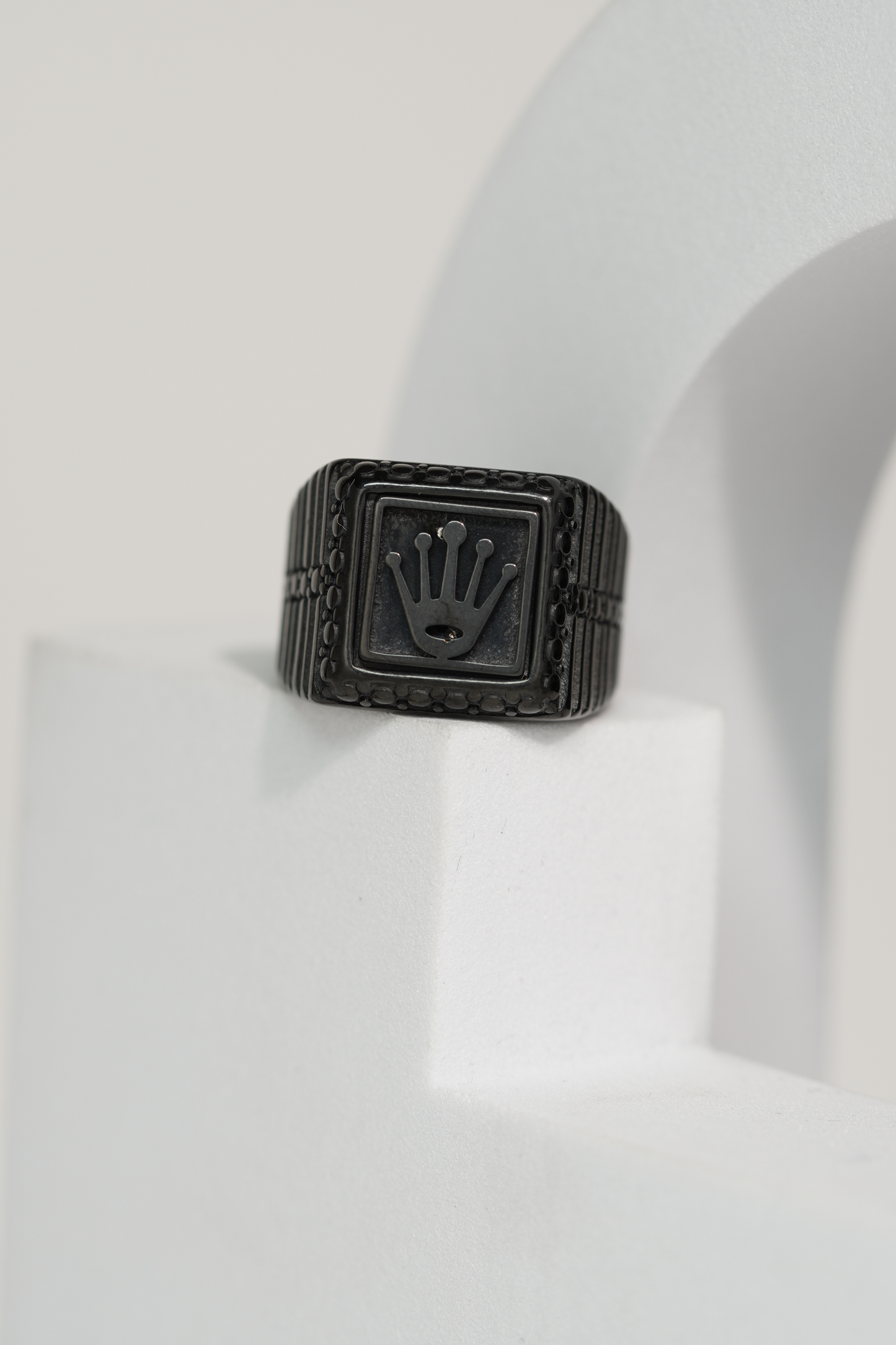 Matte Black & Golden Crown Stainless Steel Finger Ring For Men worldjewel.in men's ring