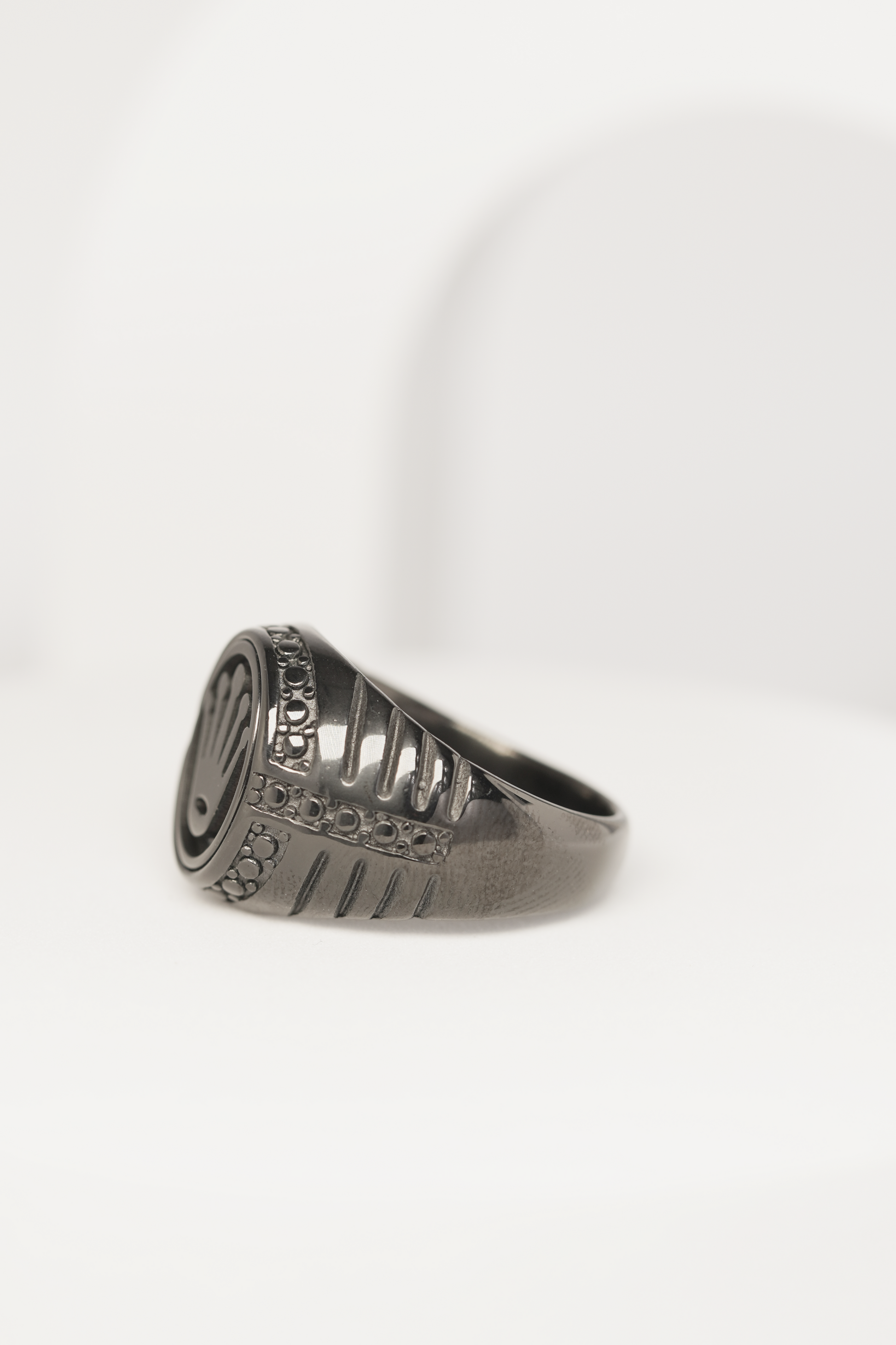 Black Crown Embossed Ring For Men worldjewel.in men's ring