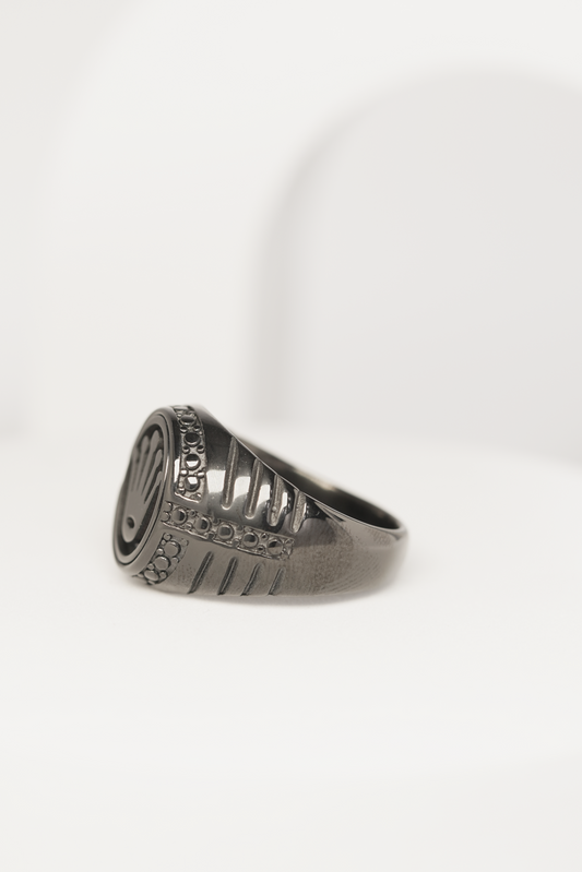 Black Crown Embossed Ring For Men worldjewel.in men's ring