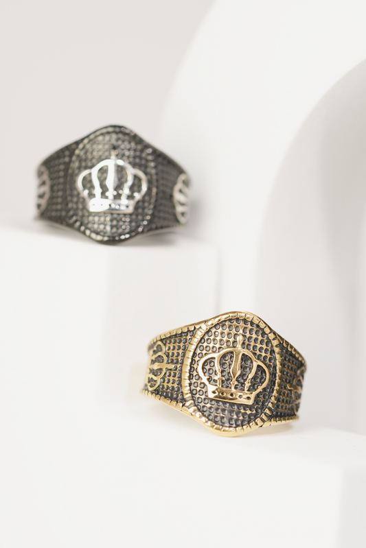 Crown & Dotted Ring For Men worldjewel.in men's ring