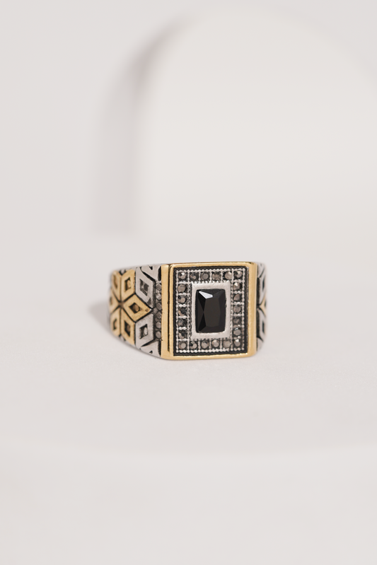 Heavy Detail Black Stone Ring For Men worldjewel.in men's ring