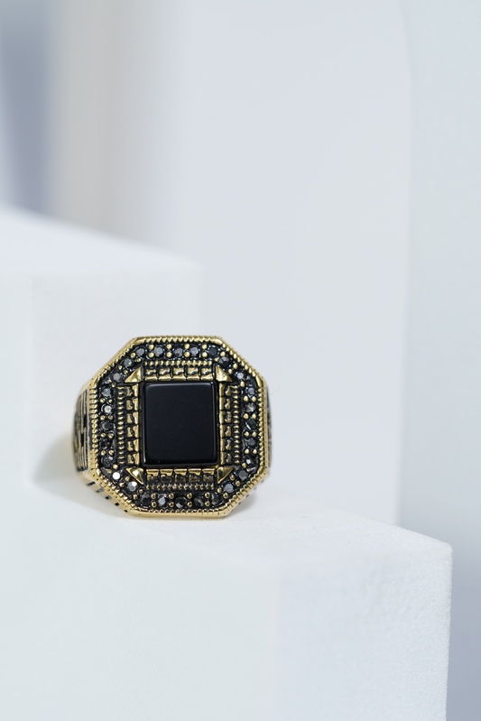 Square Black Diamond Turkish Ring For Men worldjewel.in men's ring
