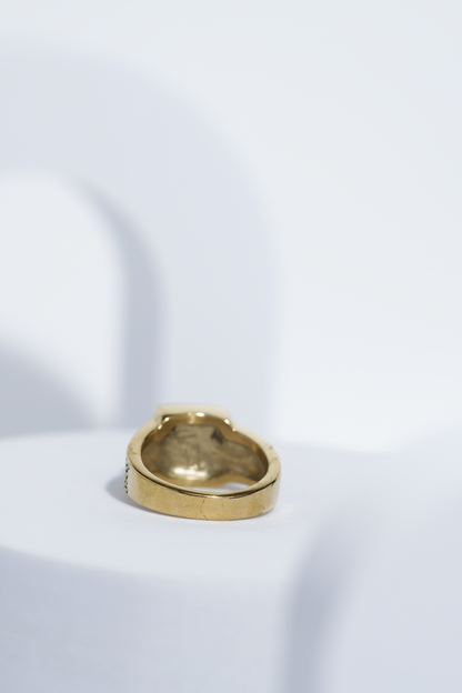 Gold Stone With Black Diamond Turkish Ring For Men worldjewel.in men's ring