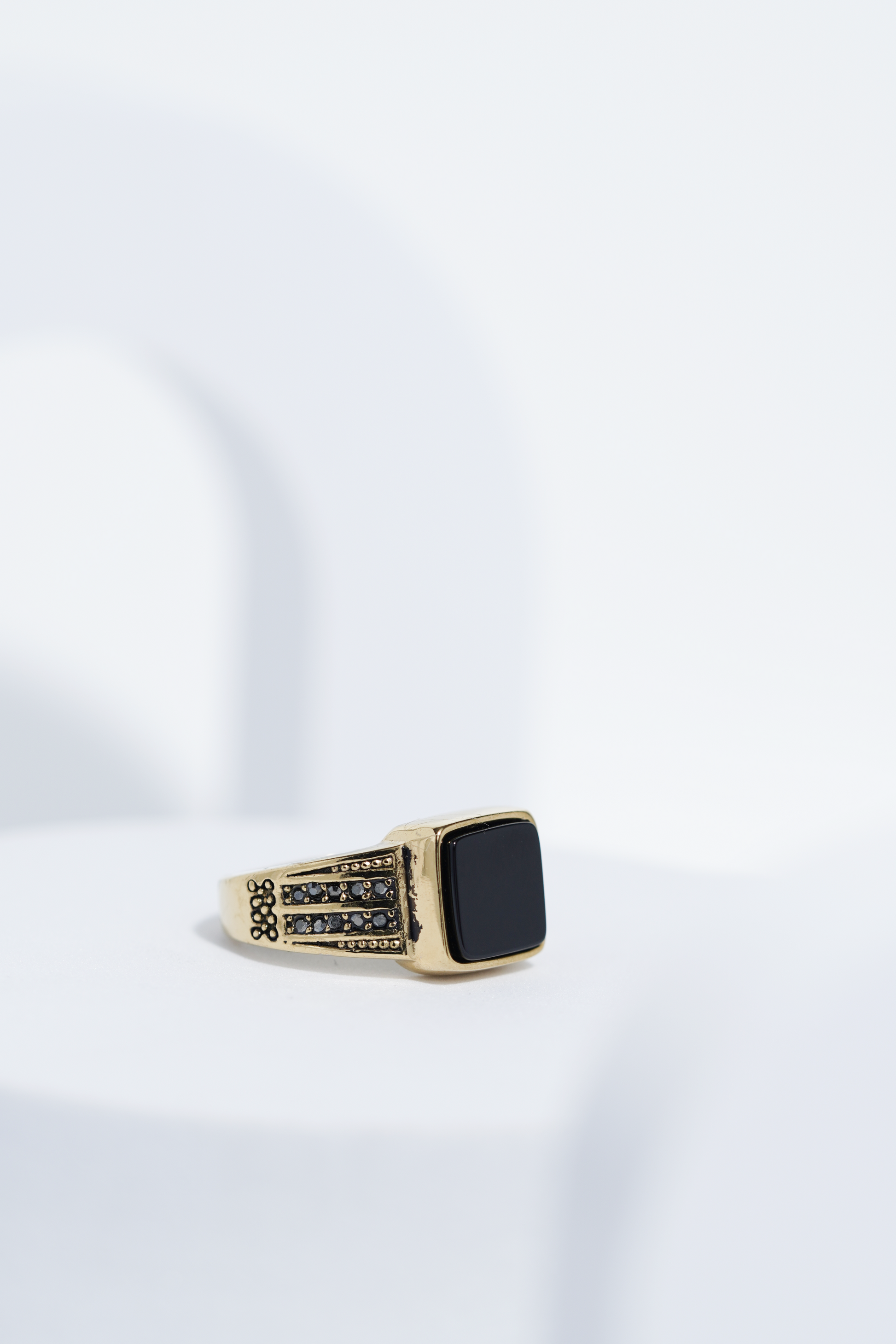 Gold Stone With Black Diamond Turkish Ring For Men worldjewel.in men's ring