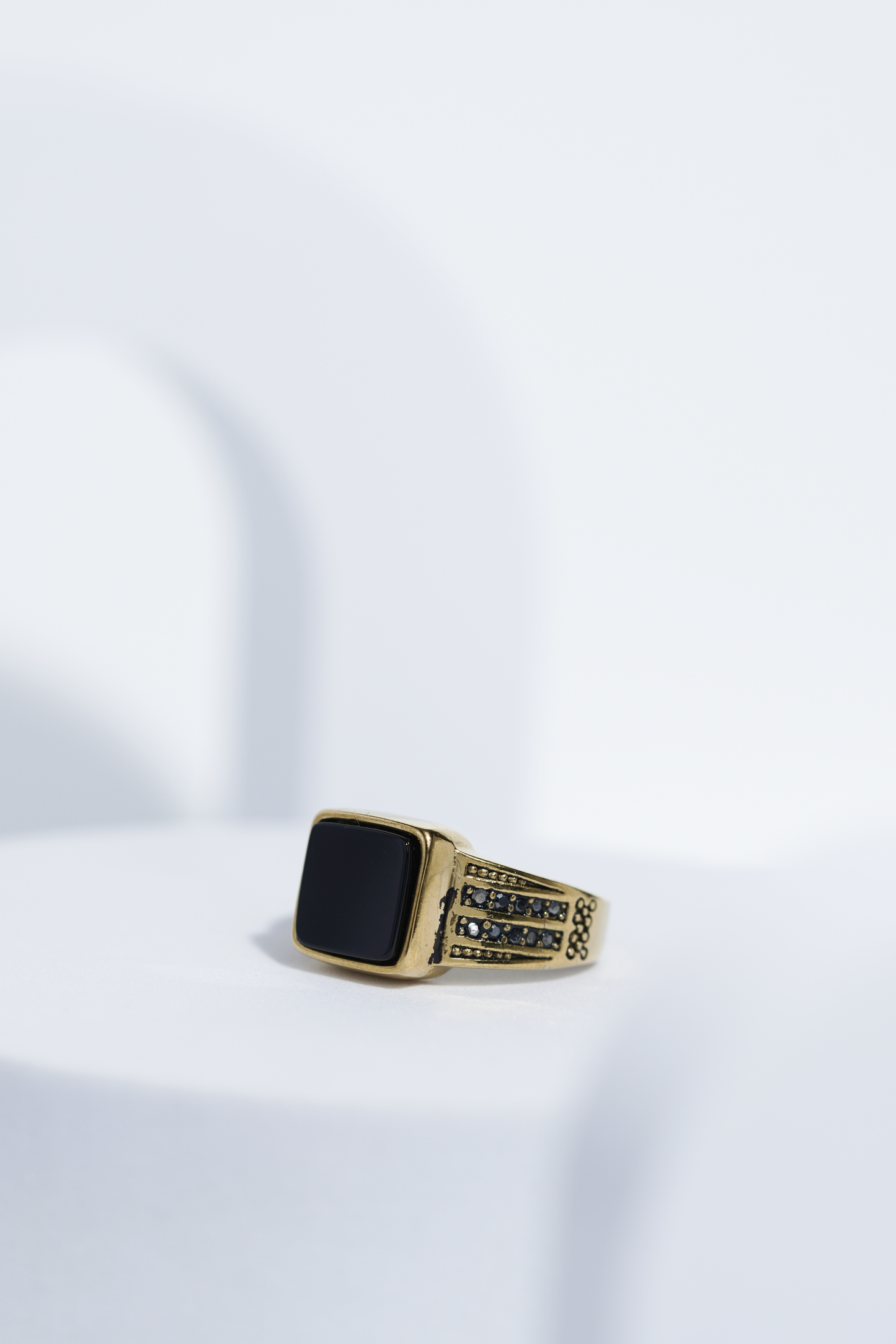 Gold Stone With Black Diamond Turkish Ring For Men worldjewel.in men's ring