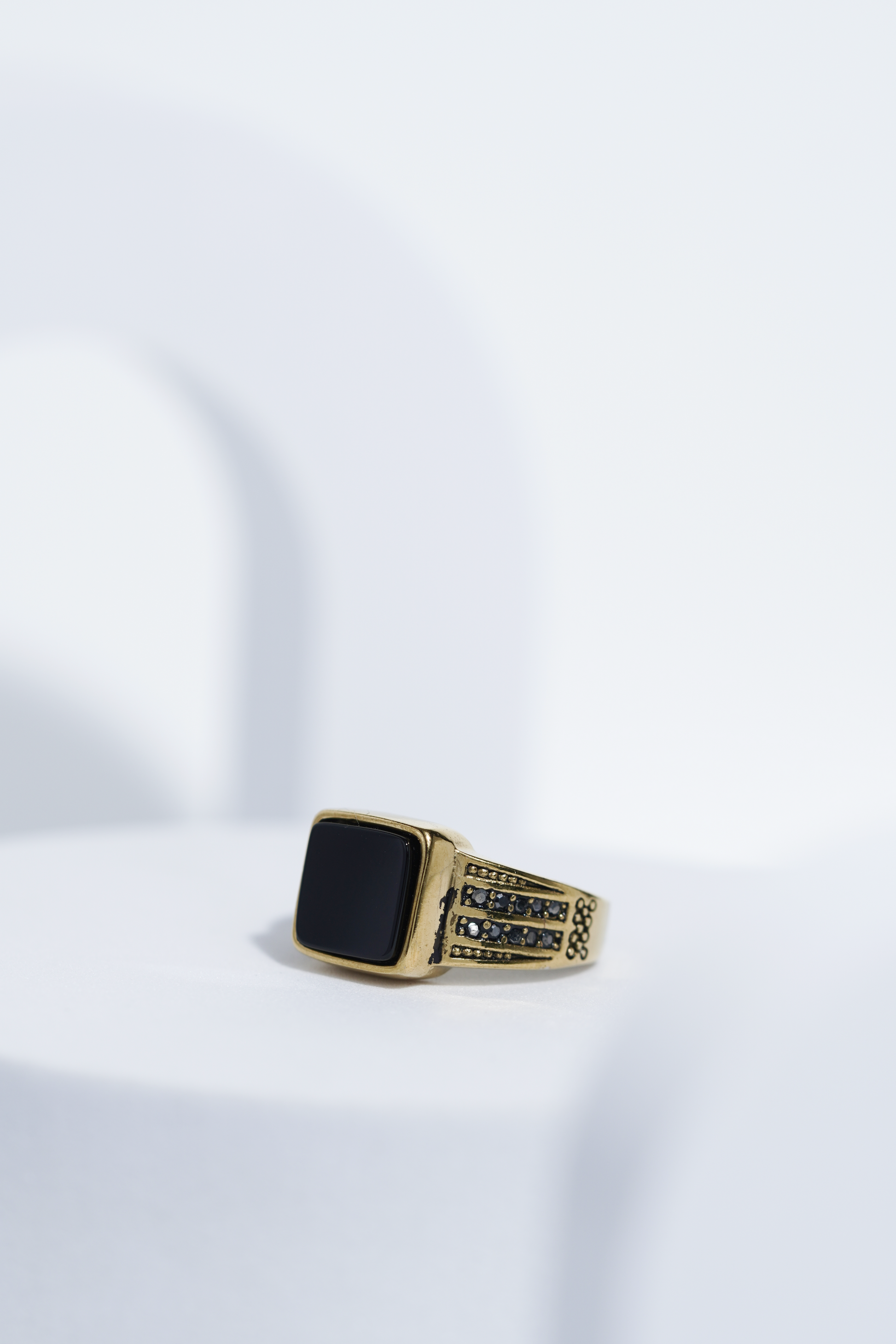Gold Stone With Black Diamond Turkish Ring For Men worldjewel.in men's ring