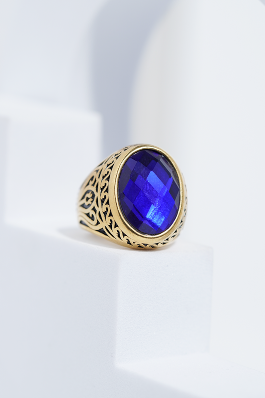 Oval Blue Stone Diamond Ring For Men worldjewel.in men's ring