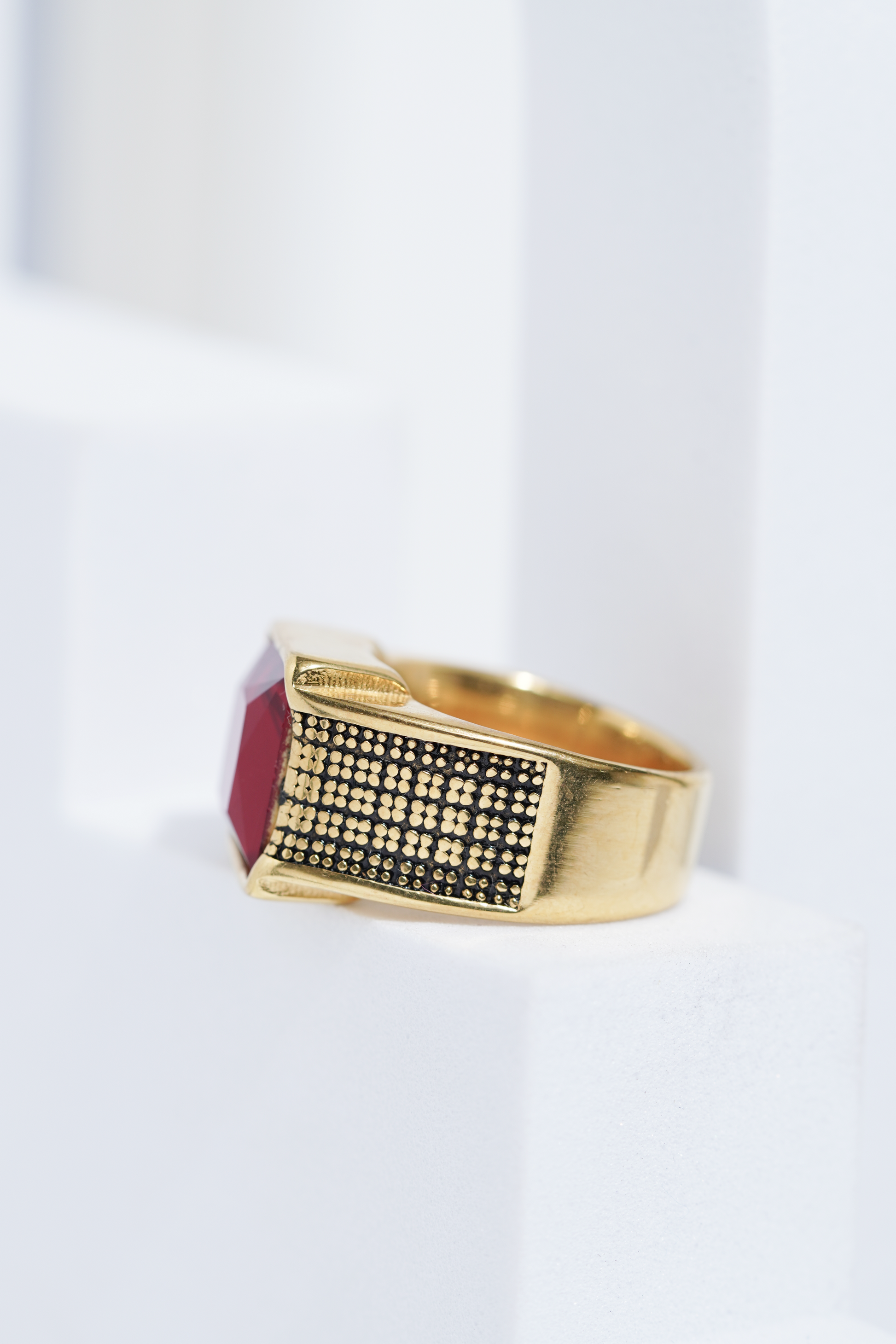 Red Sterling Diamond Ring For Men worldjewel.in men's ring