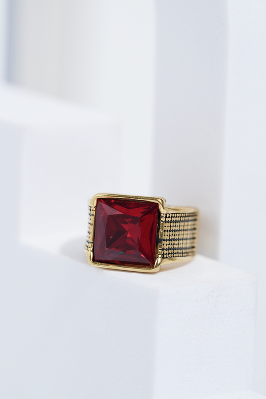 Red Sterling Diamond Ring For Men worldjewel.in men's ring