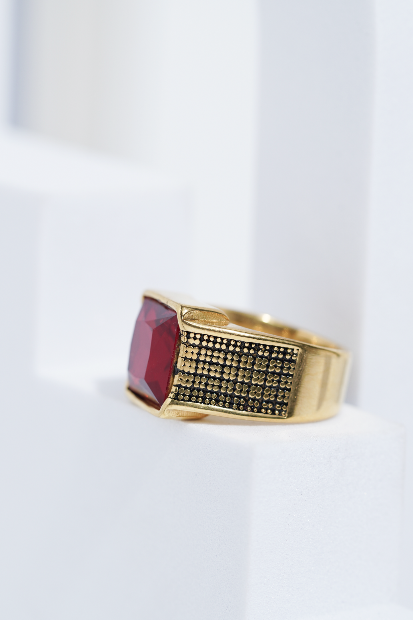 Red Sterling Diamond Ring For Men worldjewel.in men's ring