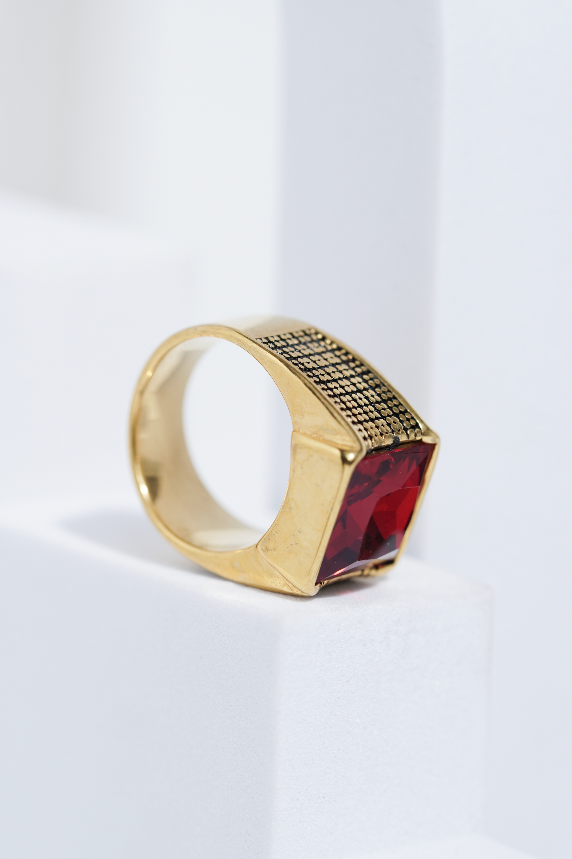 Red Sterling Diamond Ring For Men worldjewel.in men's ring