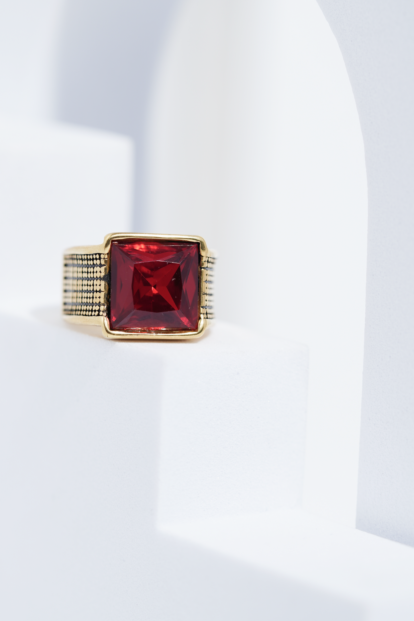 Red Sterling Diamond Ring For Men worldjewel.in men's ring