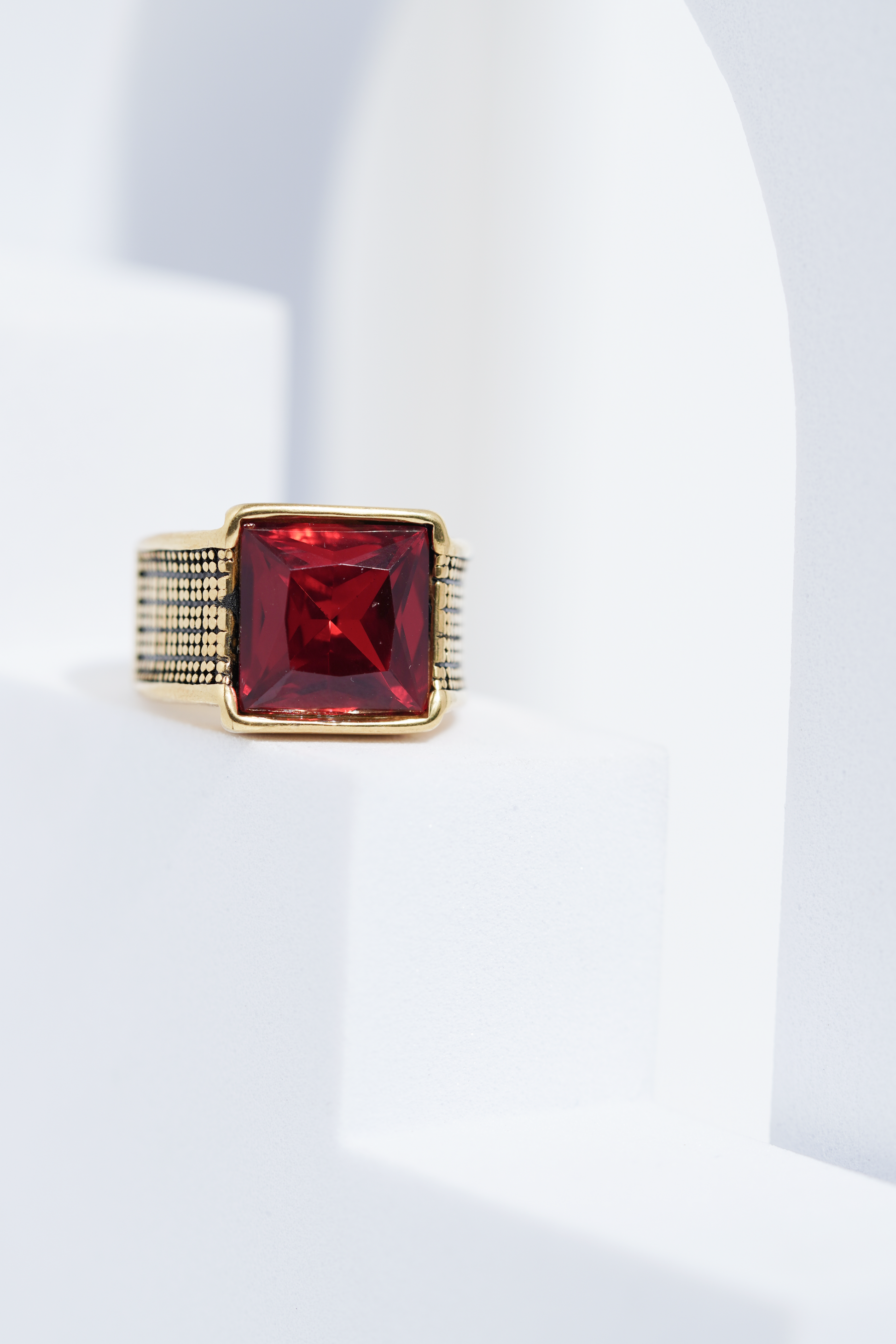 Red Sterling Diamond Ring For Men worldjewel.in men's ring