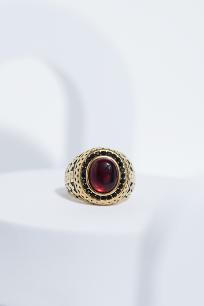 Oval Red Stone Diamond Ring For Men worldjewel.in men's ring